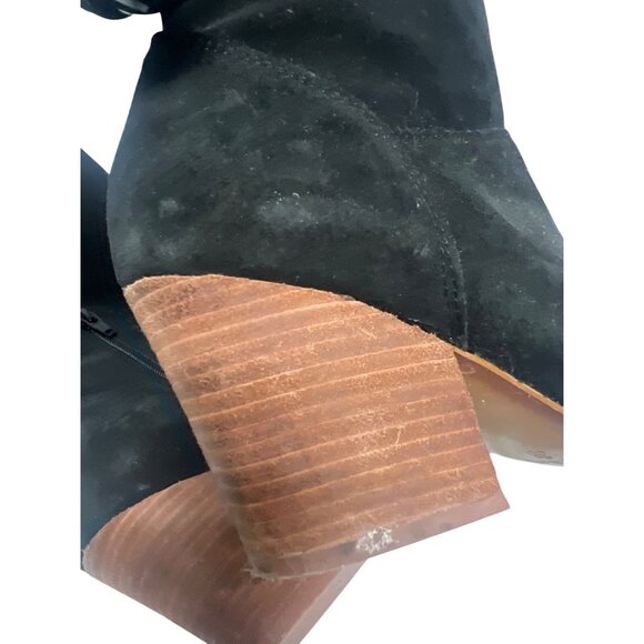 Garnett Hill Arlo Tall Black Spanish Suede Heeled Boots - Picture 12 of 13